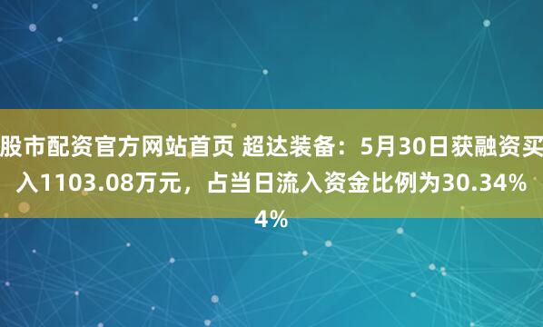 股市配资官方网站首页 超达装备：5月30日获融资买入1103.08万元，占当日流入资金比例为30.34%